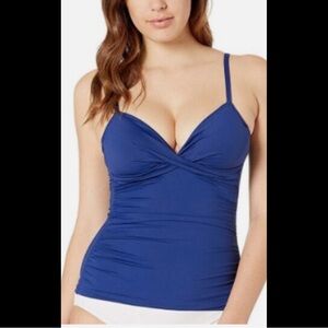 Lauren Ralph Lauren Women's Blue Ruched Tankini Top